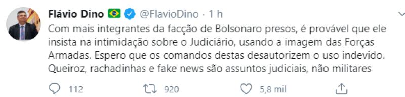 Print do Twitter de Flávio Dino