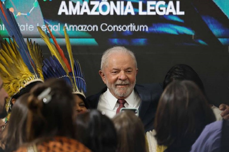 Lula no estande de governos da Amazônia Legal nesta quarta (16) pela manhã na COP27, no Egito