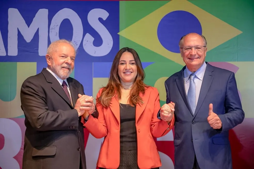 Presidente eleito, Lula (PT), Rejane Dias (PT) e vice-presidente eleito, Geraldo Alckmin (PSB)