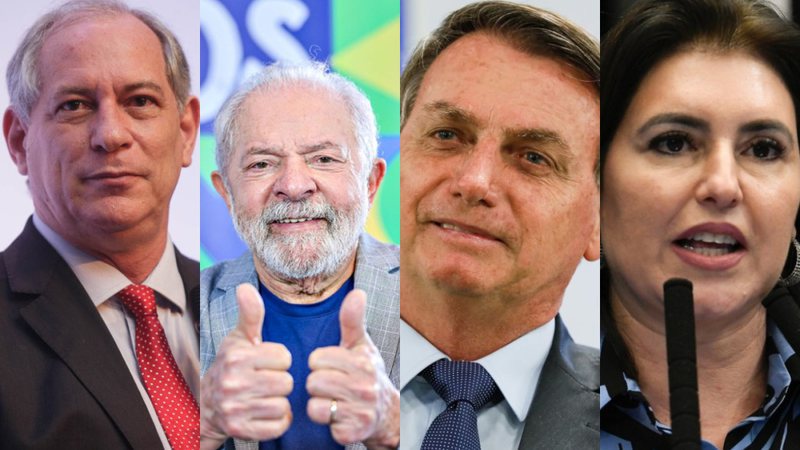 Ciro Gomes (PDT), Lula (PT), Jair Bolsonaro (PL) e Simone Tebet (MDB)