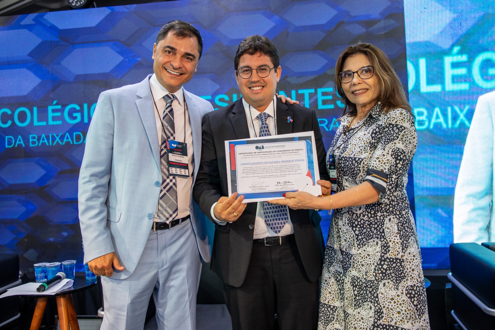 Dr. Hélio Marcos, presidente da OAB subseção Peruíbe-SP, e Dra. Elisa, presidente da subseção Bertioga-SP e Conselheiro Federal Carlos Junior