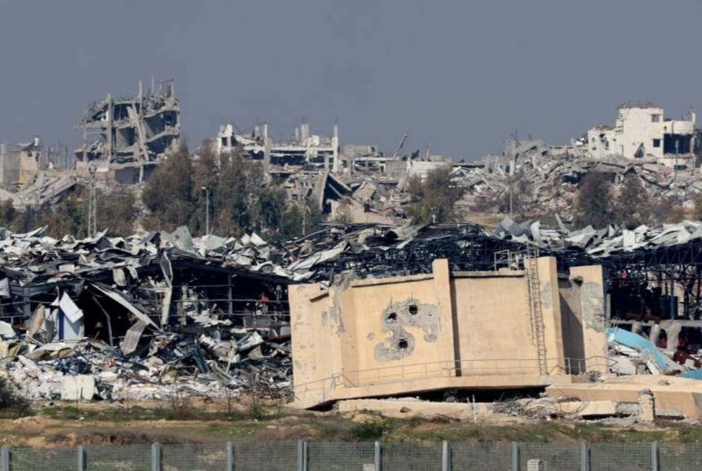 Edifícios danificados na Faixa de Gaza próximos à fronteira com Israel