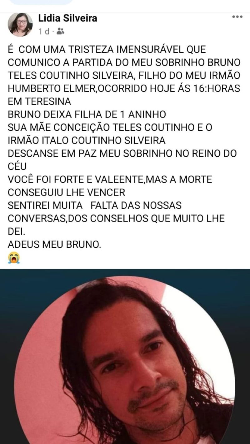 Lídia Silveira tia de Bruno Manoel faz mensagem de despedida do sobrinho