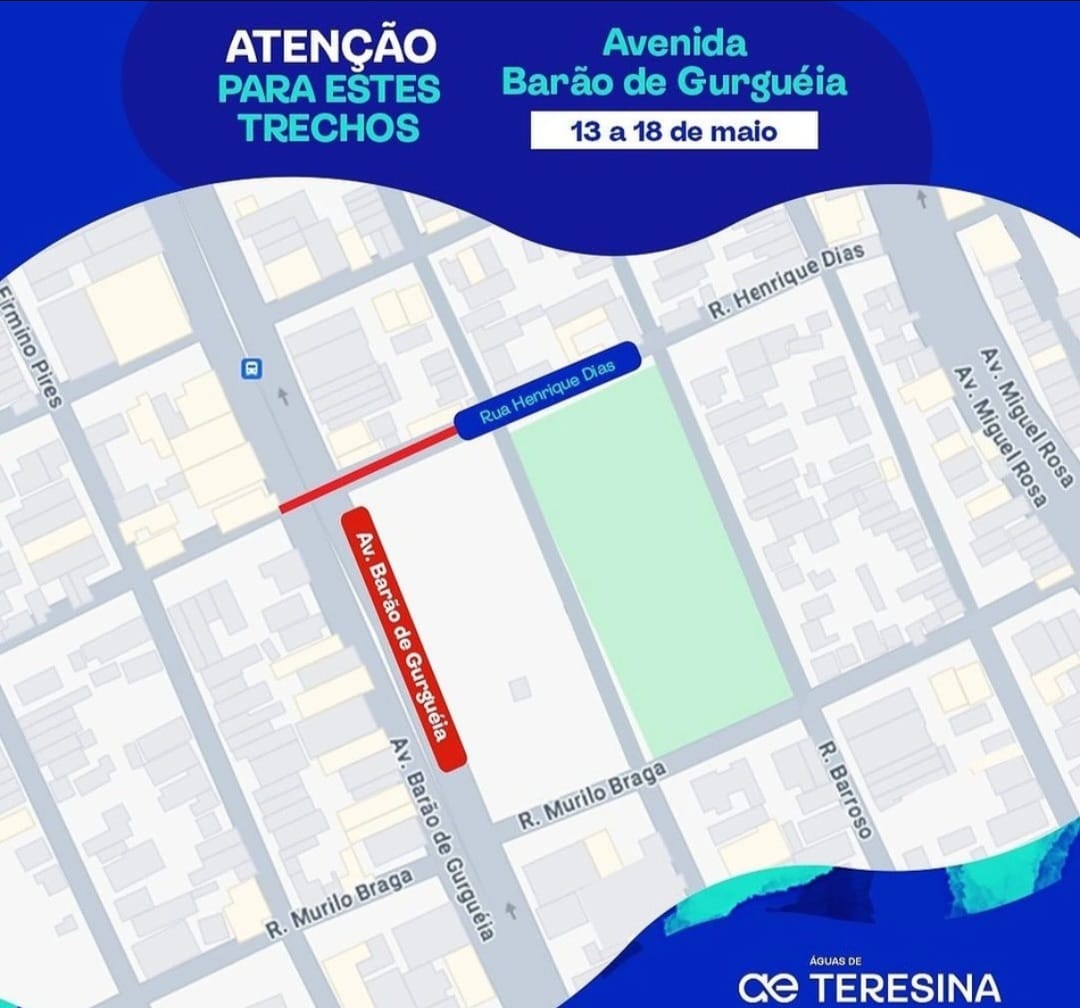 Águas de Teresina interdita novos trechos de ruas e avenidas
