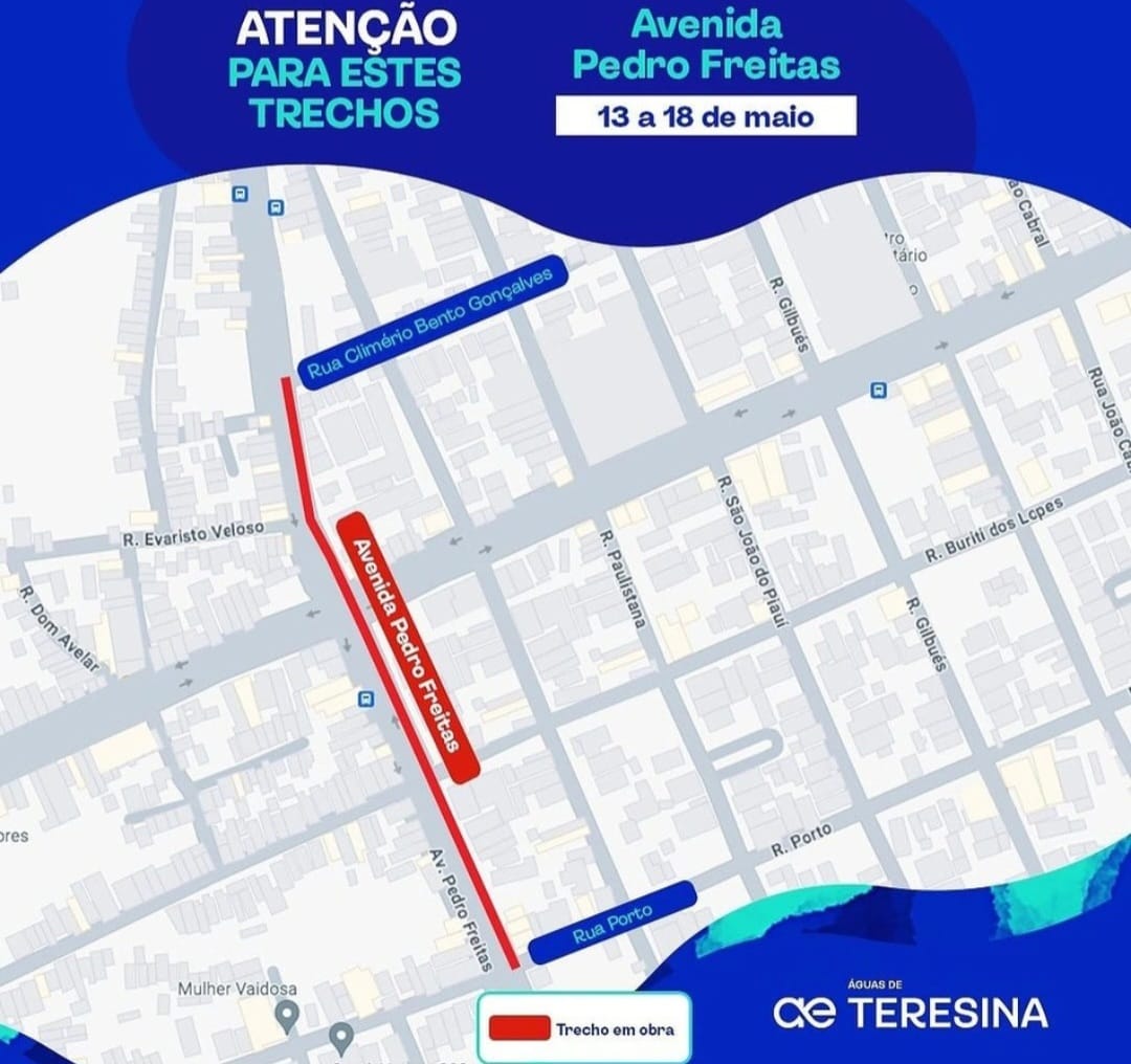 Águas de Teresina interdita novos trechos de ruas e avenidas