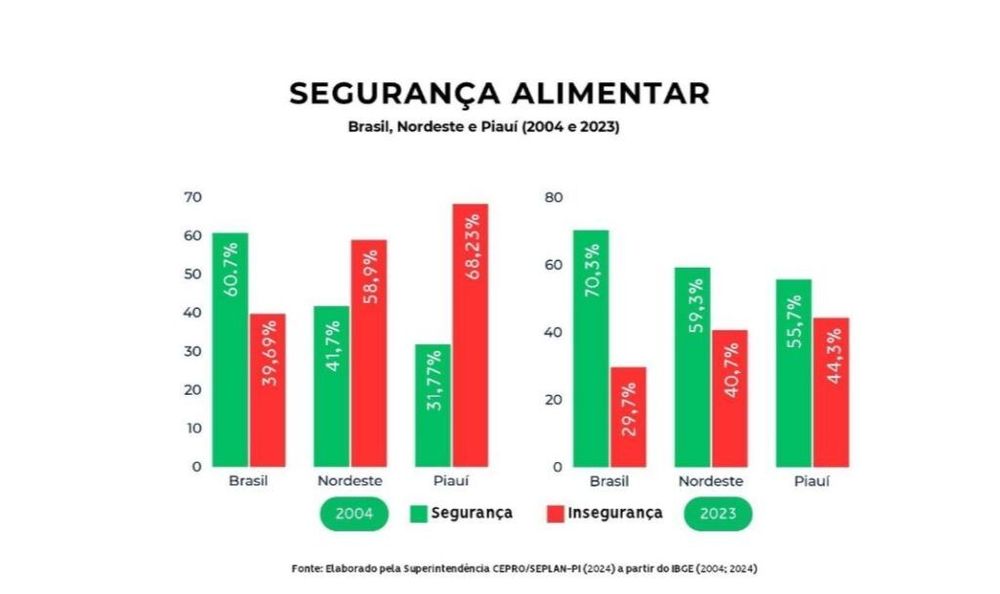 Piauí registra avanço histórico na segurança alimentar: fome cai 24 pontos percentuais em 19 anos