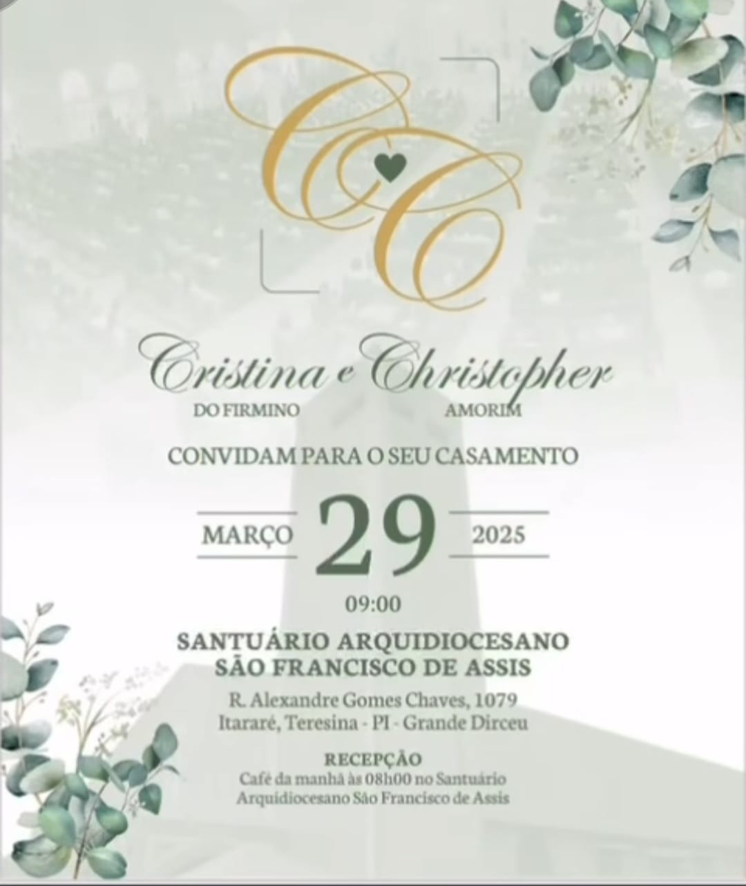 Convite do Casamento de Cristina